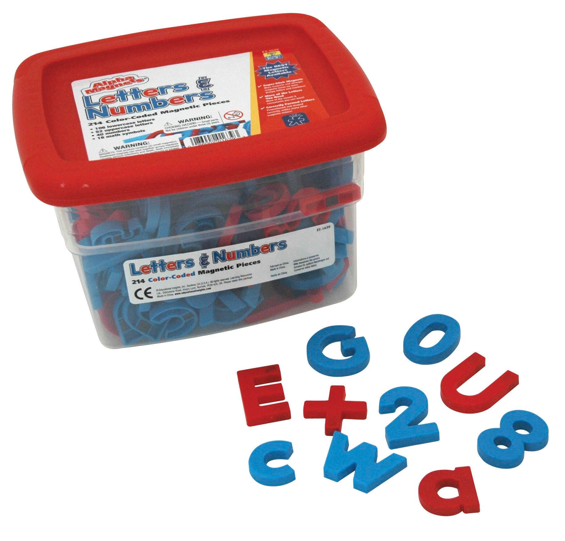 Educational Insights Alphamagnets & Mathmagnets, Red and Blue, 214 Pieces, Item Number 070621